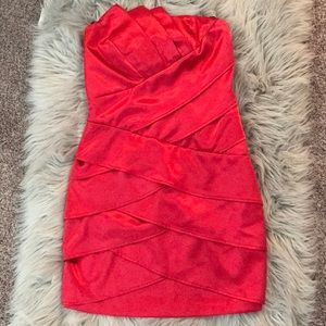 Strapless Silk Red Dress (Size: 3, Worn Once)